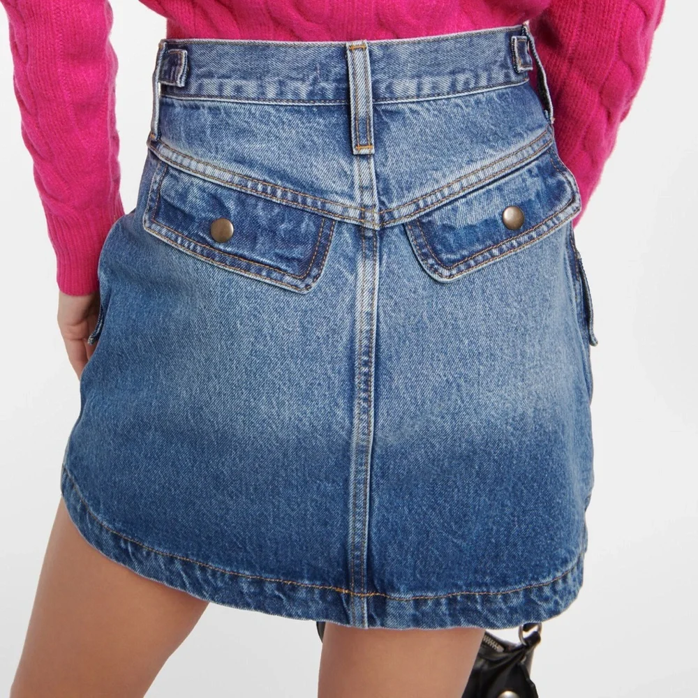 Re/Done Racer Denim Cargo Mini Skirt Moto Speedway Size‎ 27